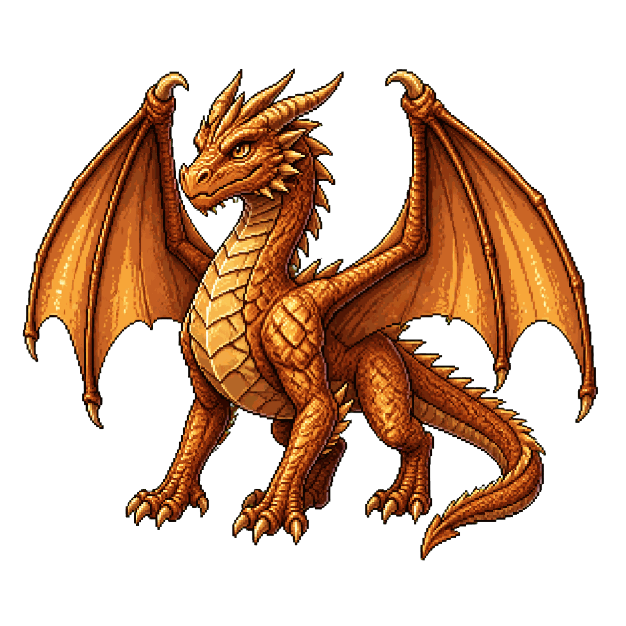 Static high-resolution pixel-art portrait of Young Copper Dragon.