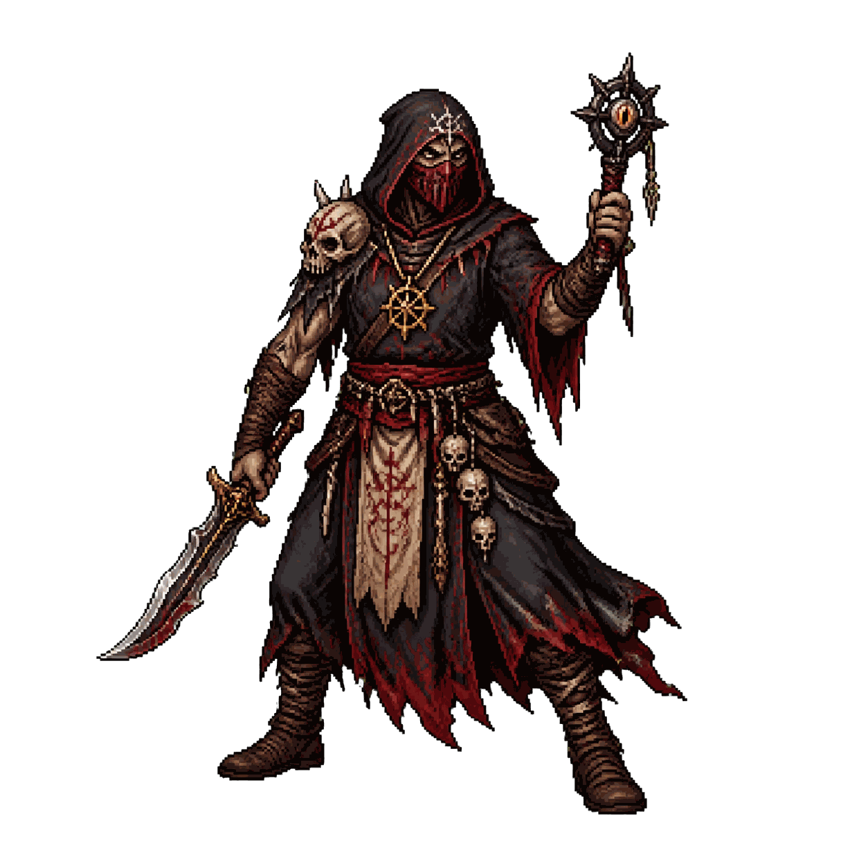 Static high-resolution pixel-art portrait of Cultist Fanatic.