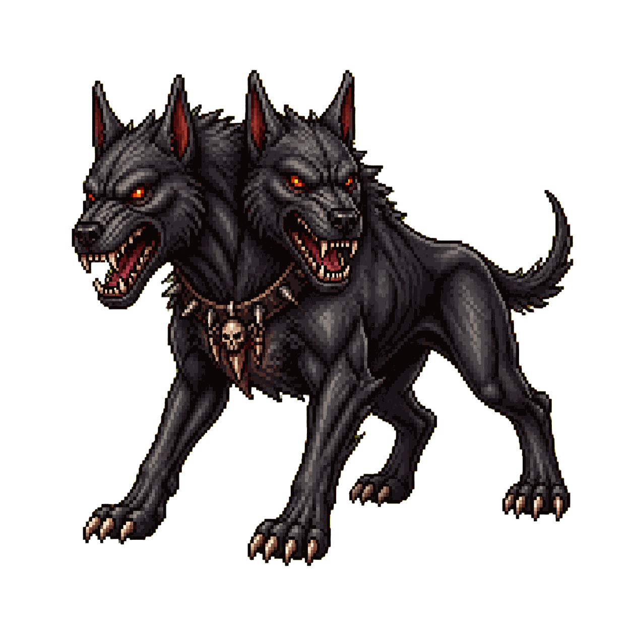 Static high-resolution pixel-art portrait of Death Dog.