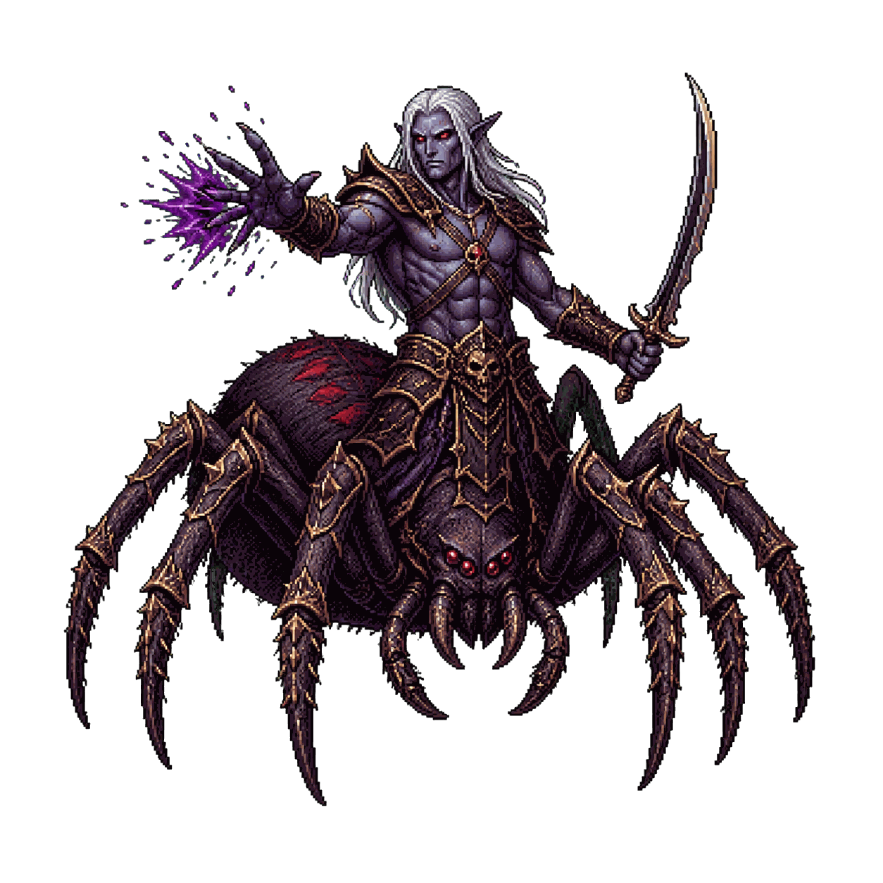 Static high-resolution pixel-art portrait of Drider.
