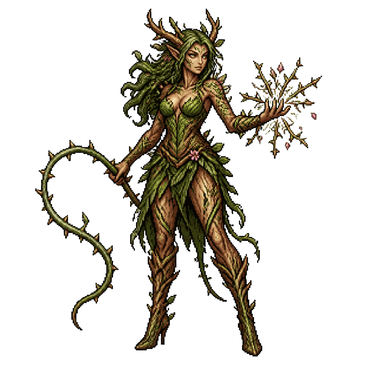 Static high-resolution pixel-art portrait of Dryad.