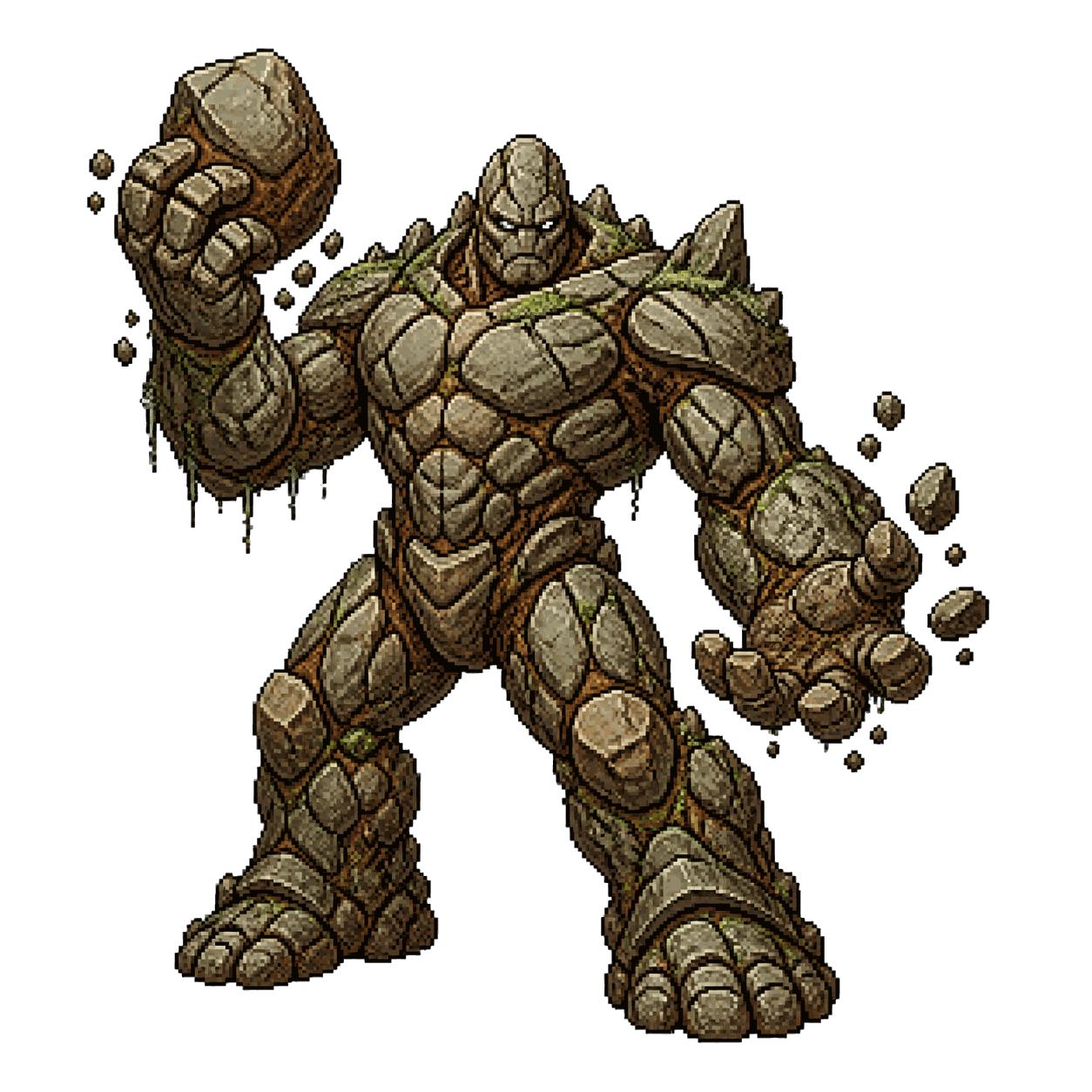 Static high-resolution pixel-art portrait of Earth Elemental.