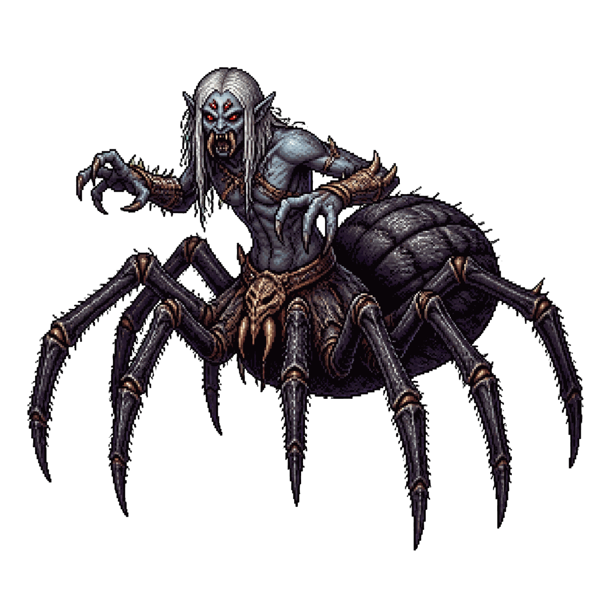 Static high-resolution pixel-art portrait of Ettercap.