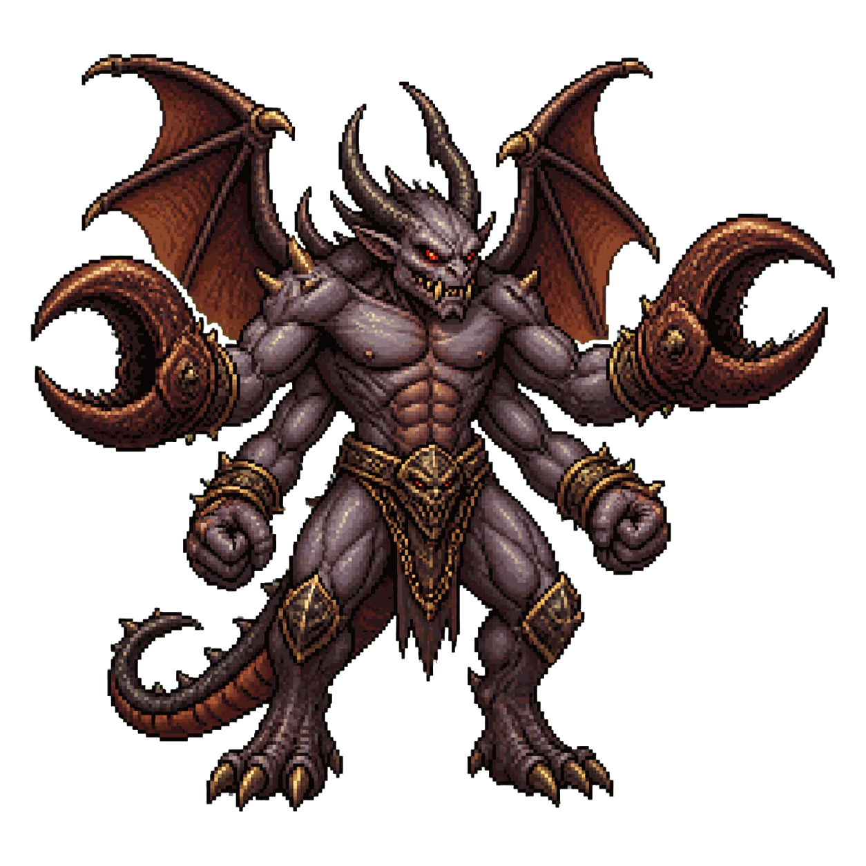 Static high-resolution pixel-art portrait of Glabrezu.