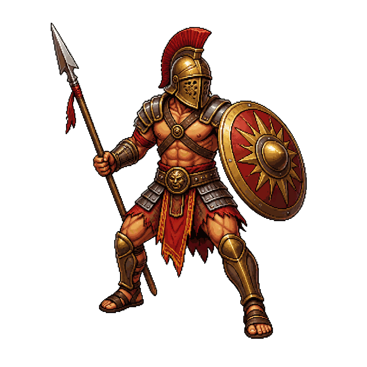 Static high-resolution pixel-art portrait of Gladiator.