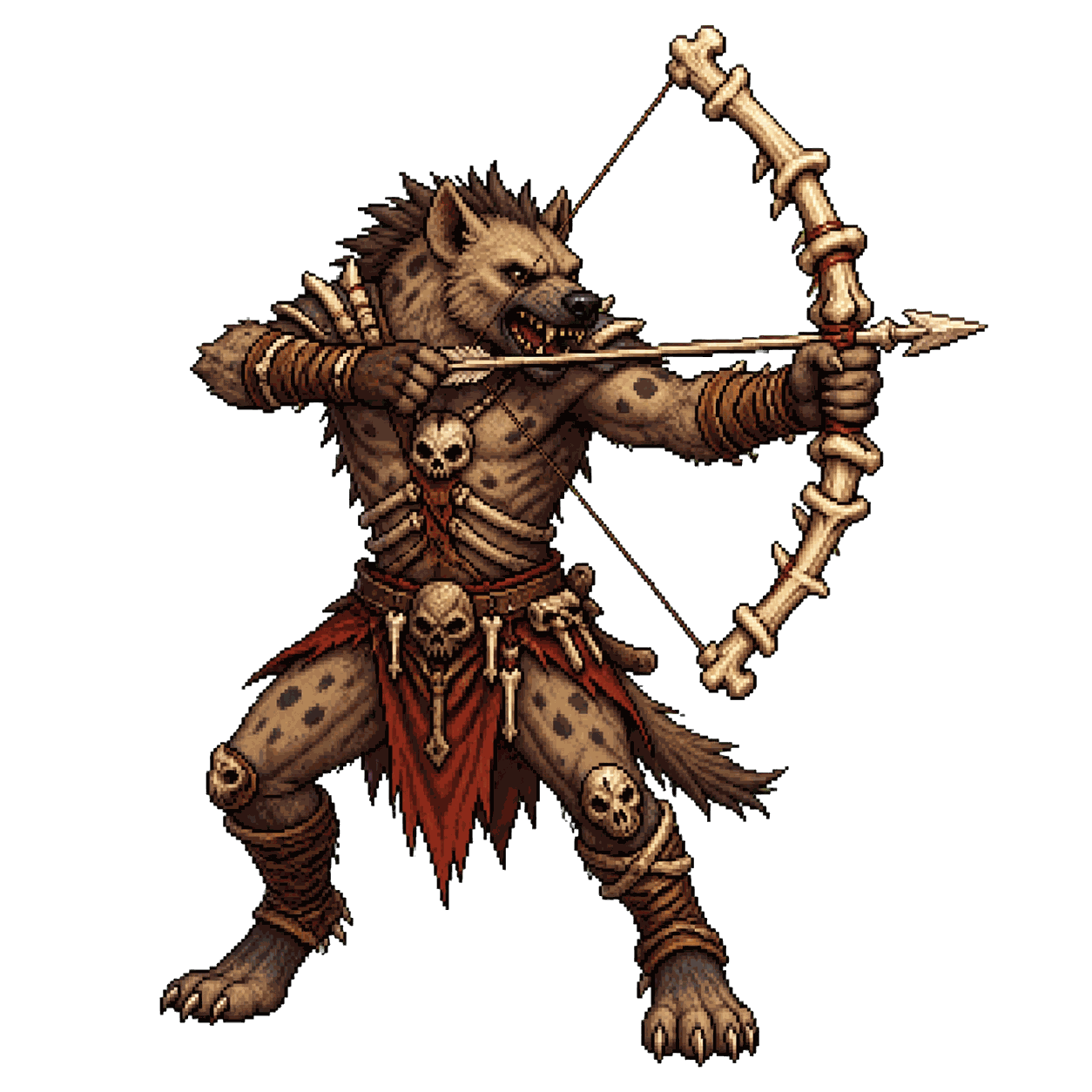 Static high-resolution pixel-art portrait of Gnoll Warrior.