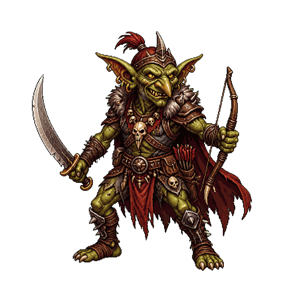 Static high-resolution pixel-art portrait of Goblin Boss.