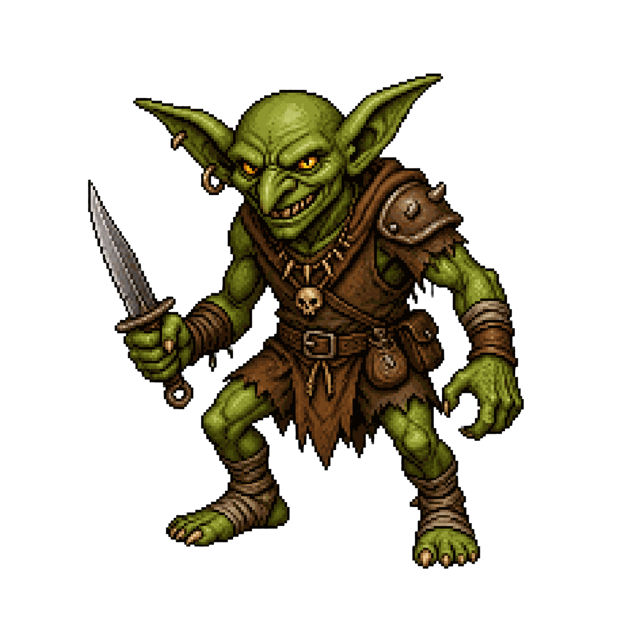 Static high-resolution pixel-art portrait of Goblin Minion.