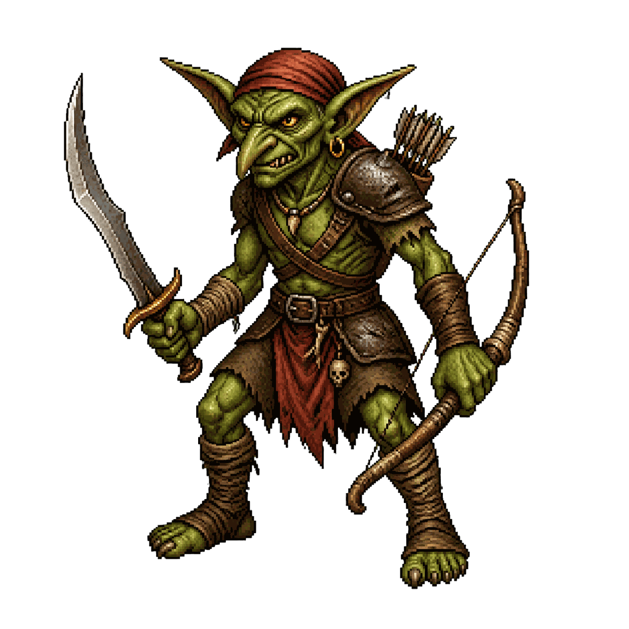 Static high-resolution pixel-art portrait of Goblin Warrior.