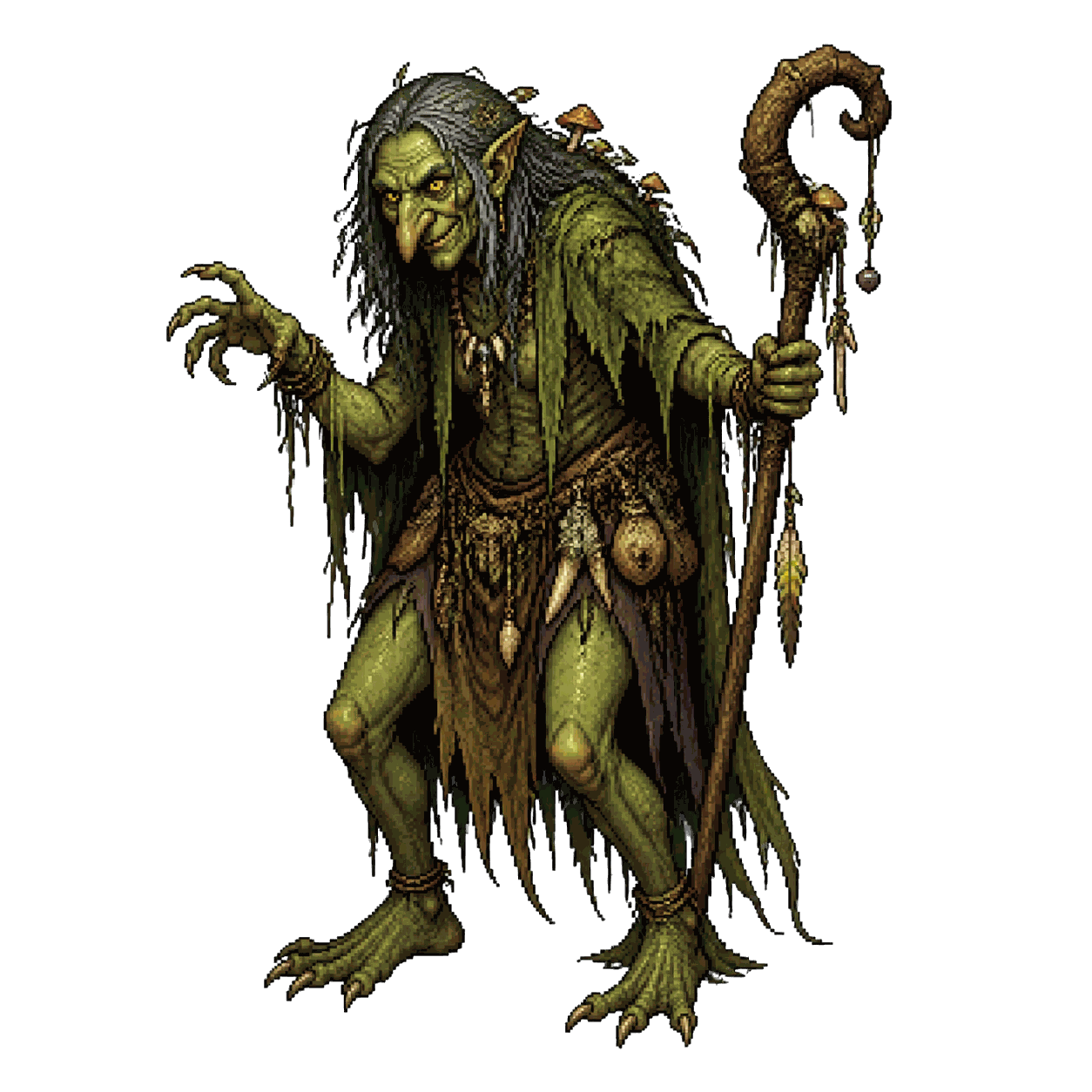 Static high-resolution pixel-art portrait of Green Hag.