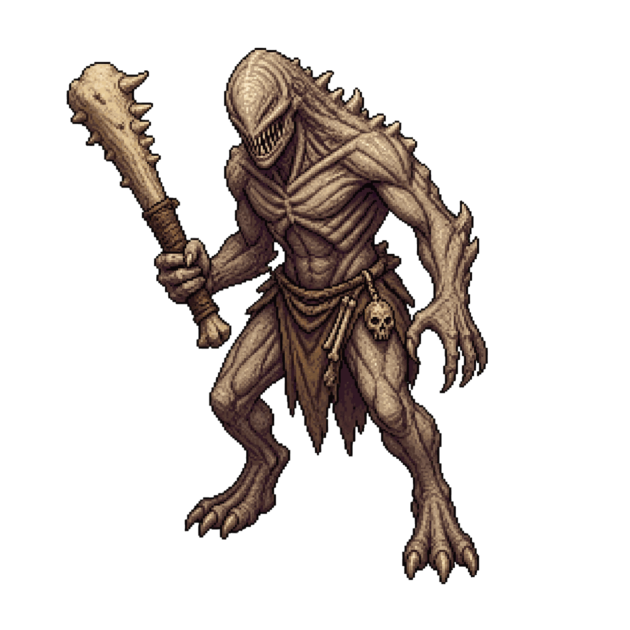 Static high-resolution pixel-art portrait of Grimlock.