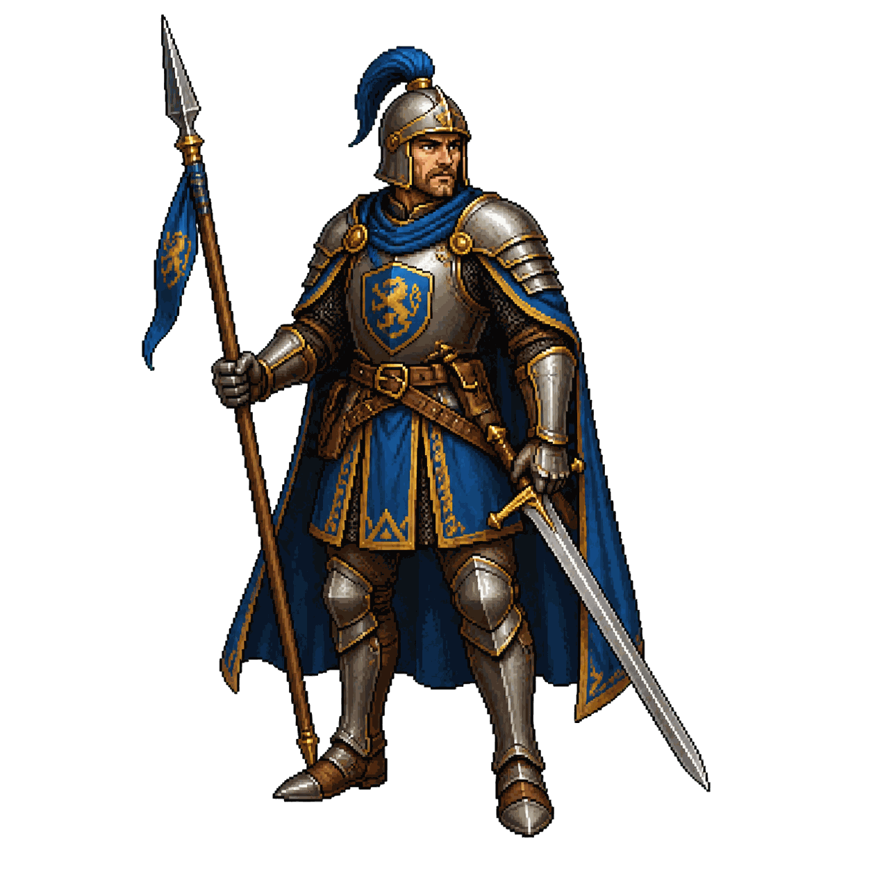 Static high-resolution pixel-art portrait of Guard Captain.