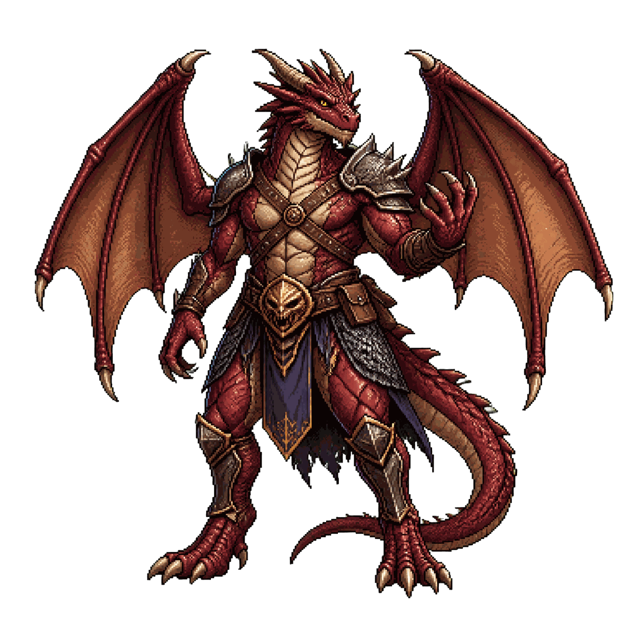 Static high-resolution pixel-art portrait of Half-Dragon.