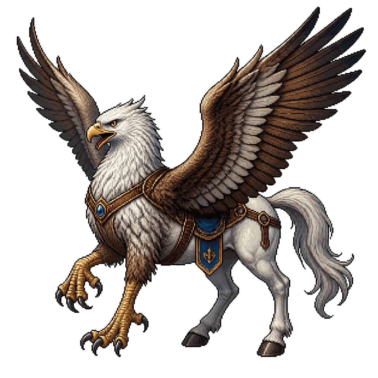 Static high-resolution pixel-art portrait of Hippogriff.