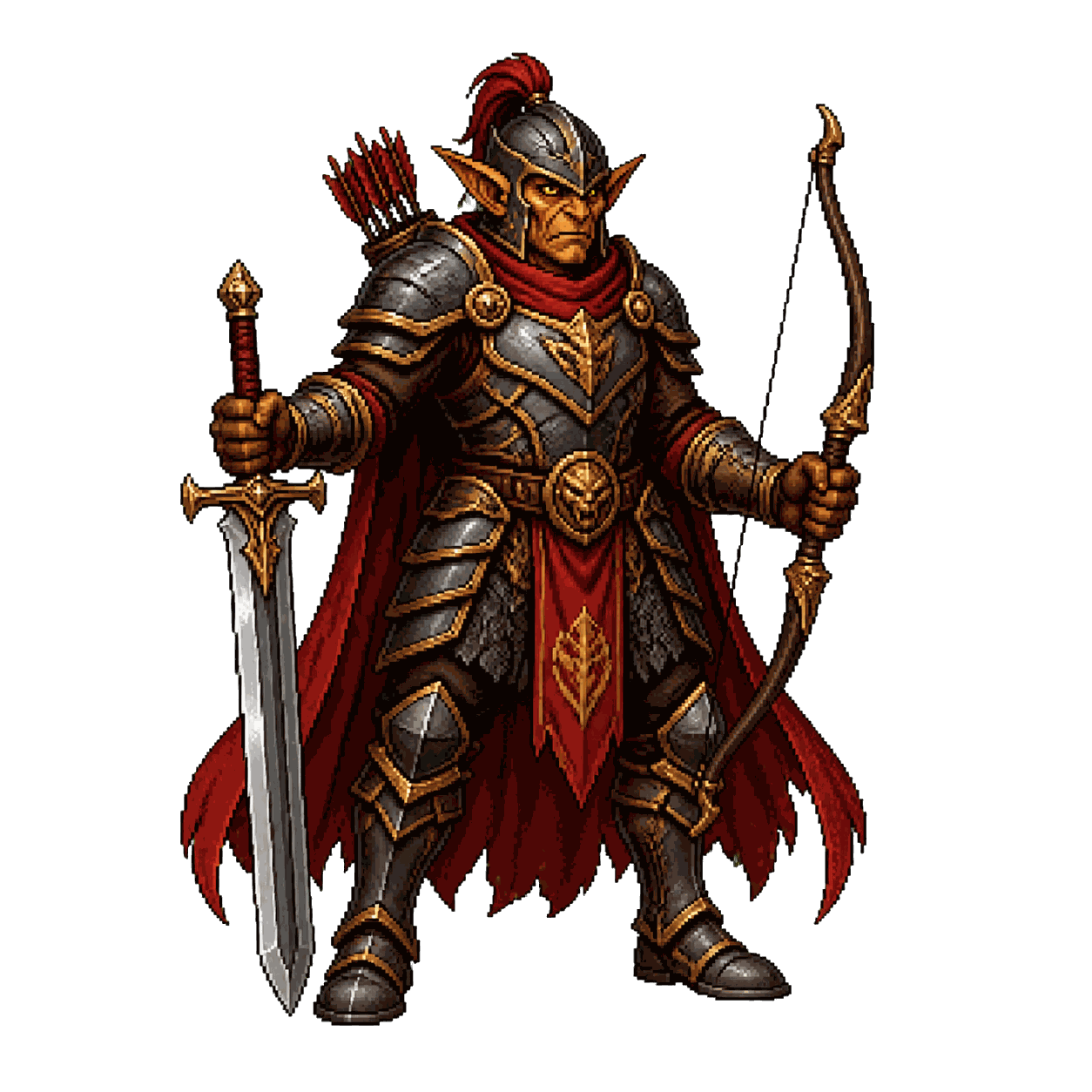 Static high-resolution pixel-art portrait of Hobgoblin Captain.