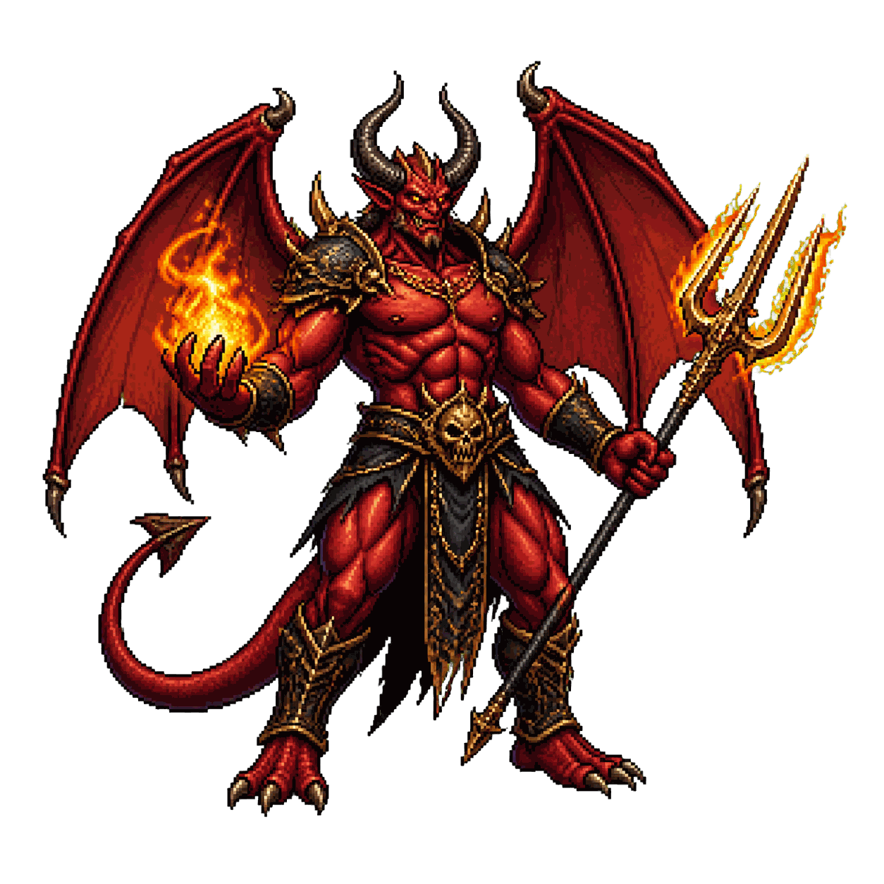 Static high-resolution pixel-art portrait of Horned Devil.