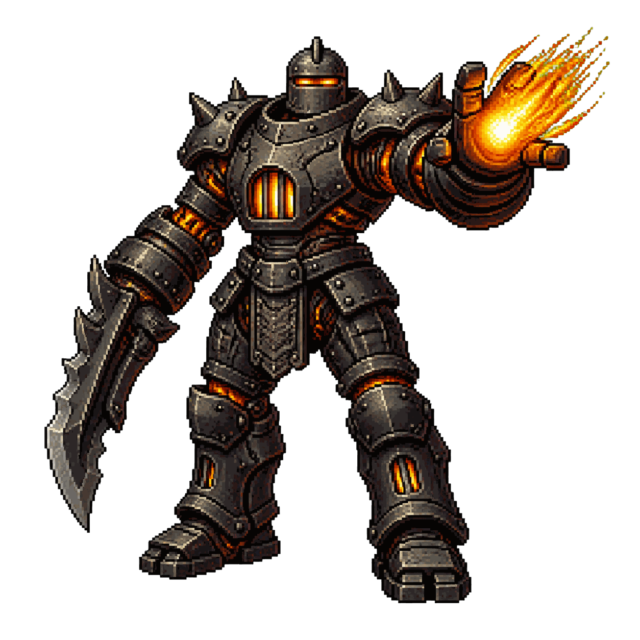 Static high-resolution pixel-art portrait of Iron Golem.