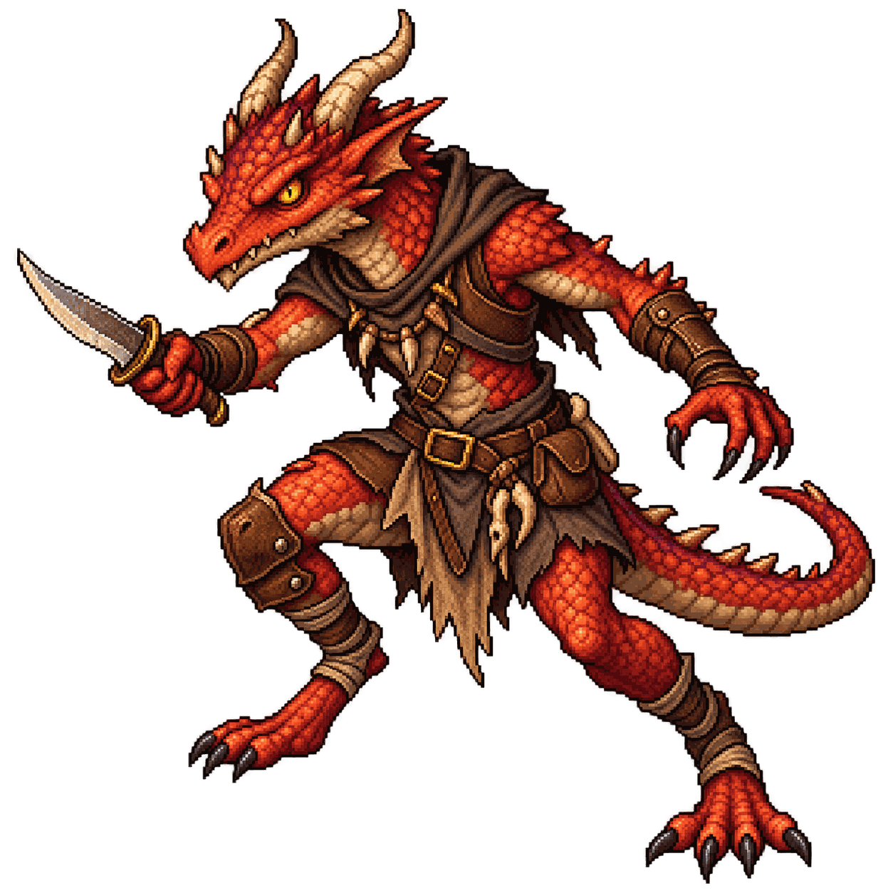 Static high-resolution pixel-art portrait of Kobold Warrior.