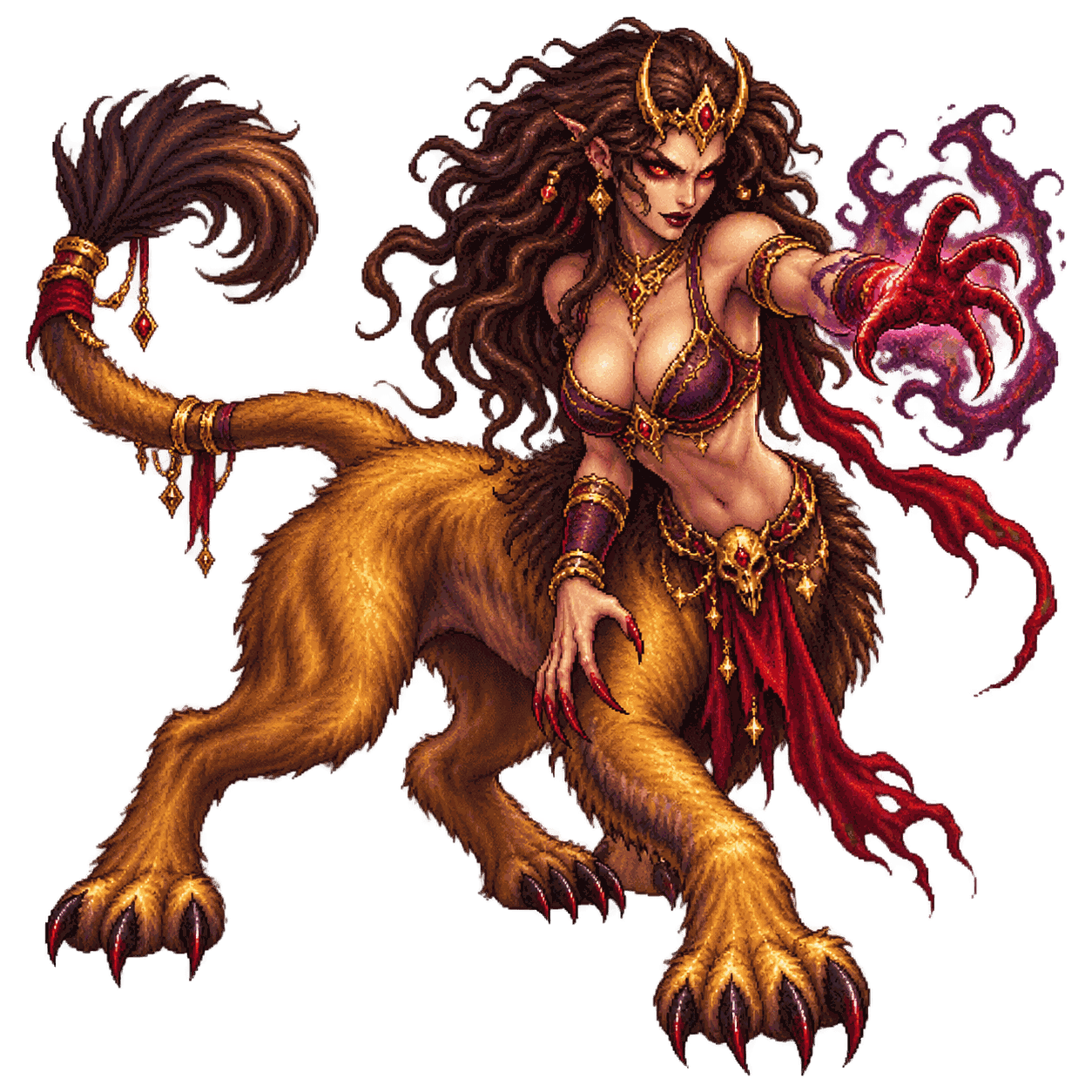 Static high-resolution pixel-art portrait of Lamia.