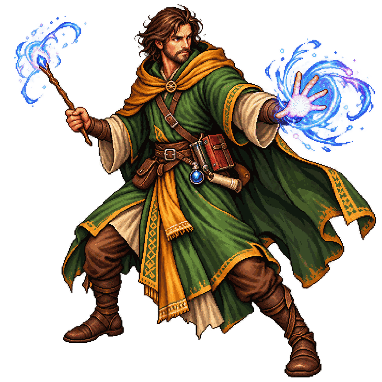 Static high-resolution pixel-art portrait of Mage.