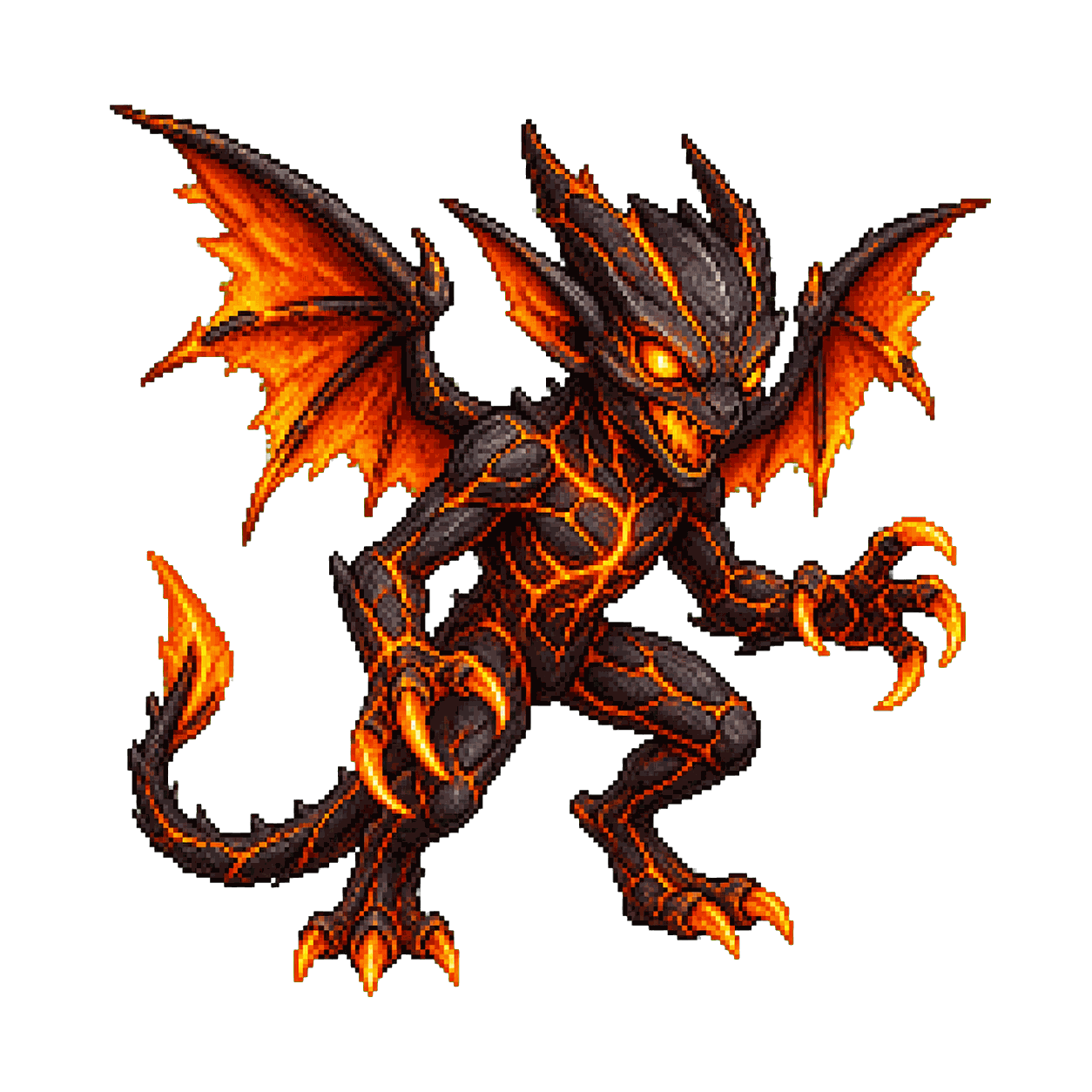 Static high-resolution pixel-art portrait of Magma Mephit.