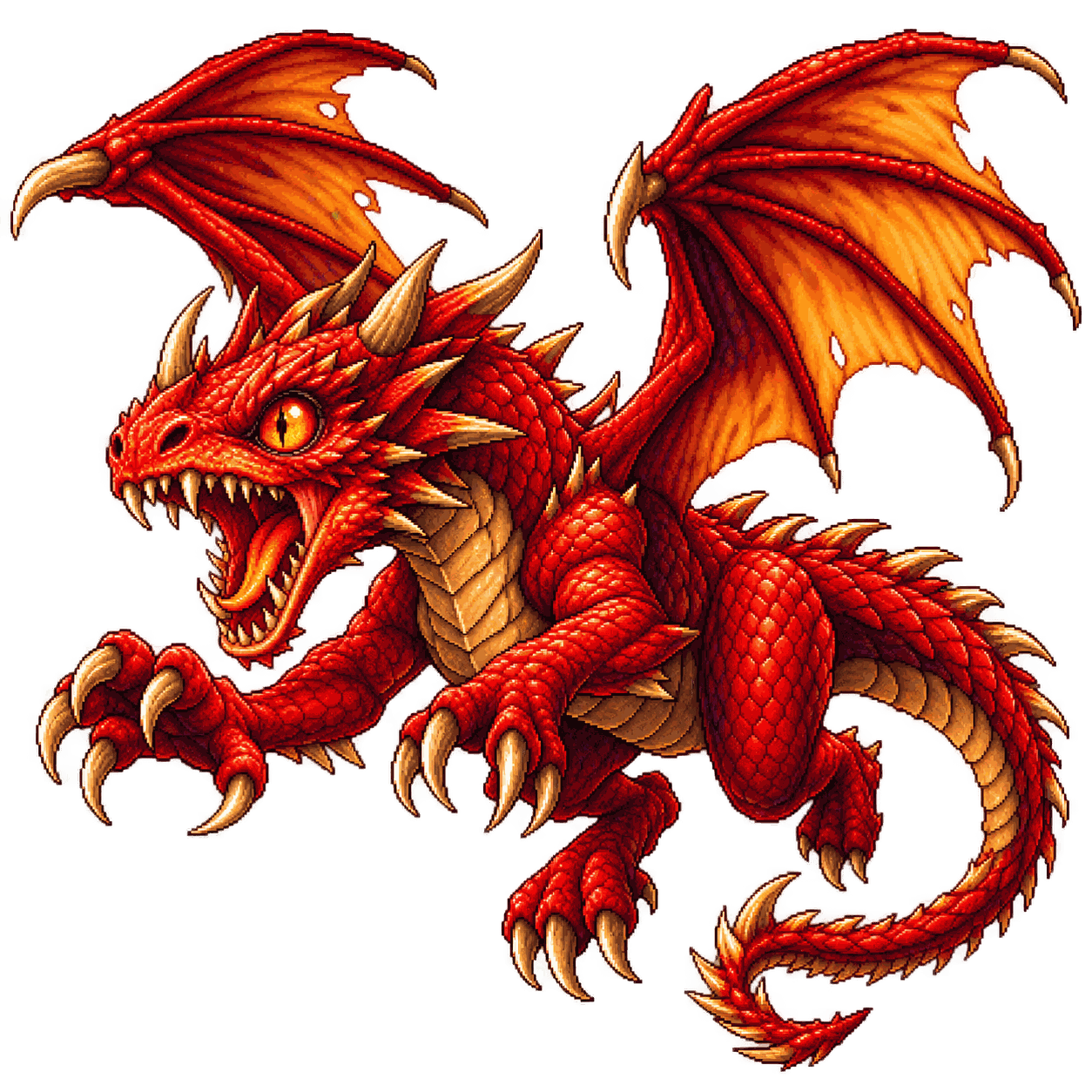 Static high-resolution pixel-art portrait of Red Dragon Wyrmling.