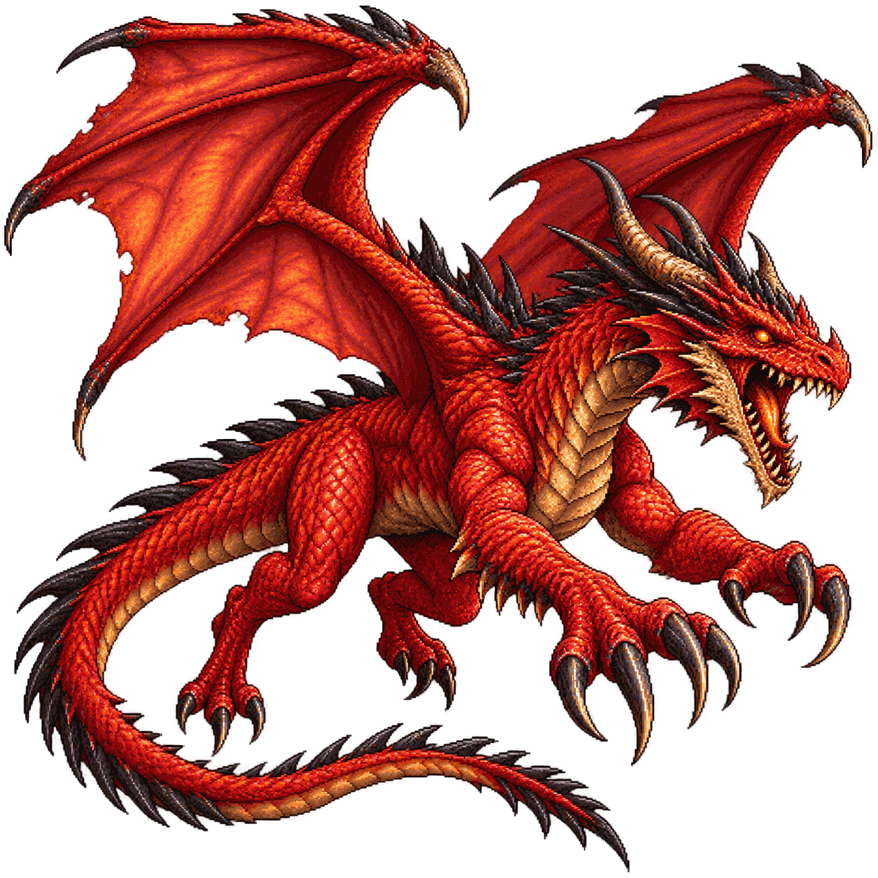 Static high-resolution pixel-art portrait of Young Red Dragon.