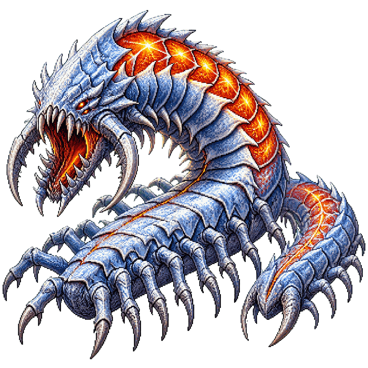 Static high-resolution pixel-art portrait of Remorhaz.