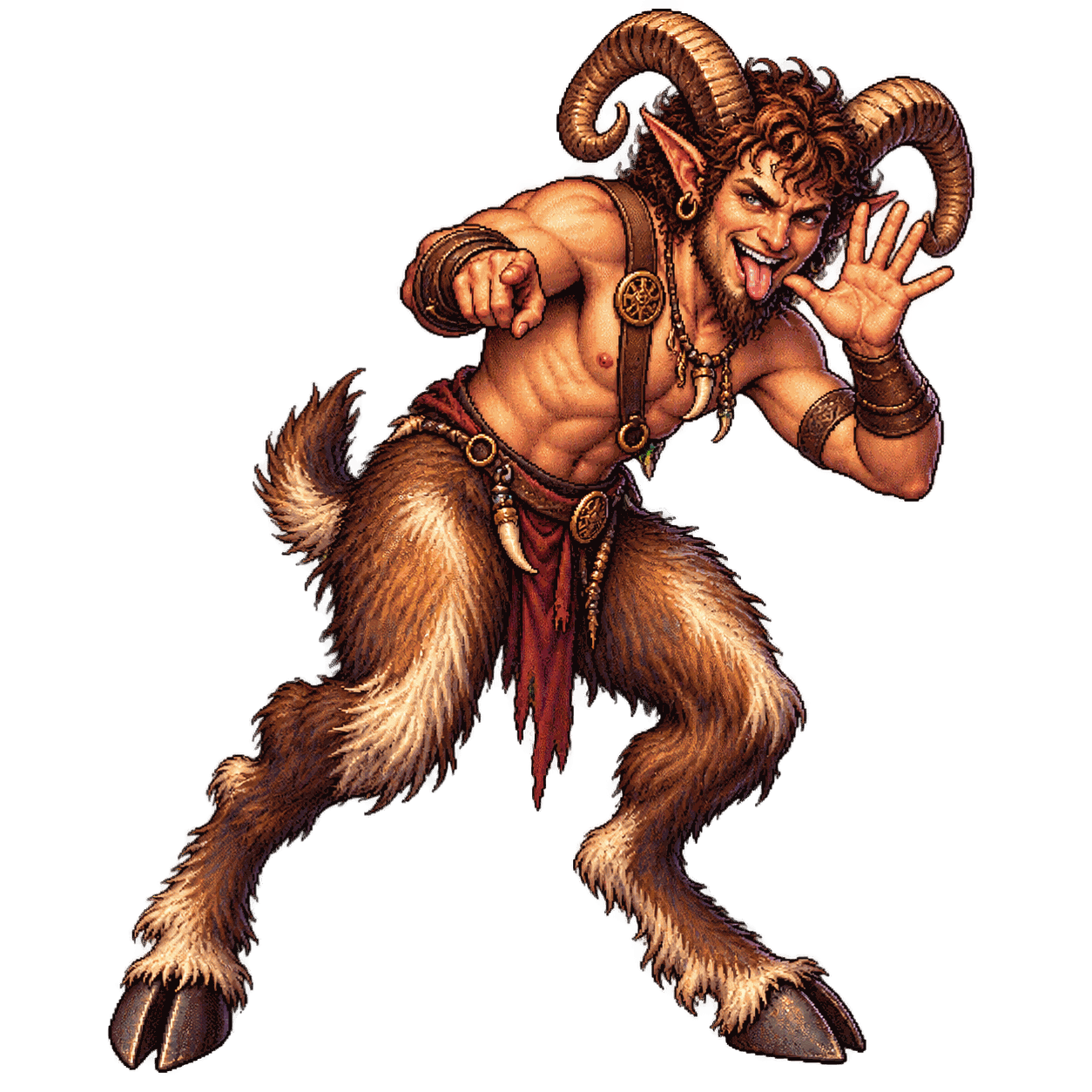 Static high-resolution pixel-art portrait of Satyr.