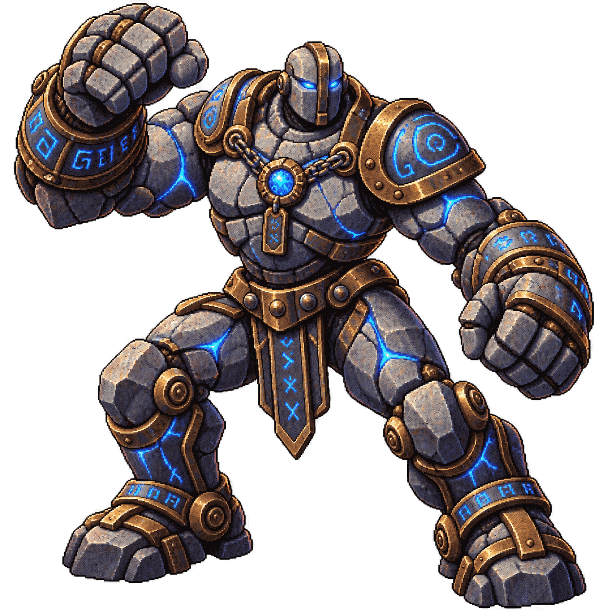 Static high-resolution pixel-art portrait of Shield Guardian.