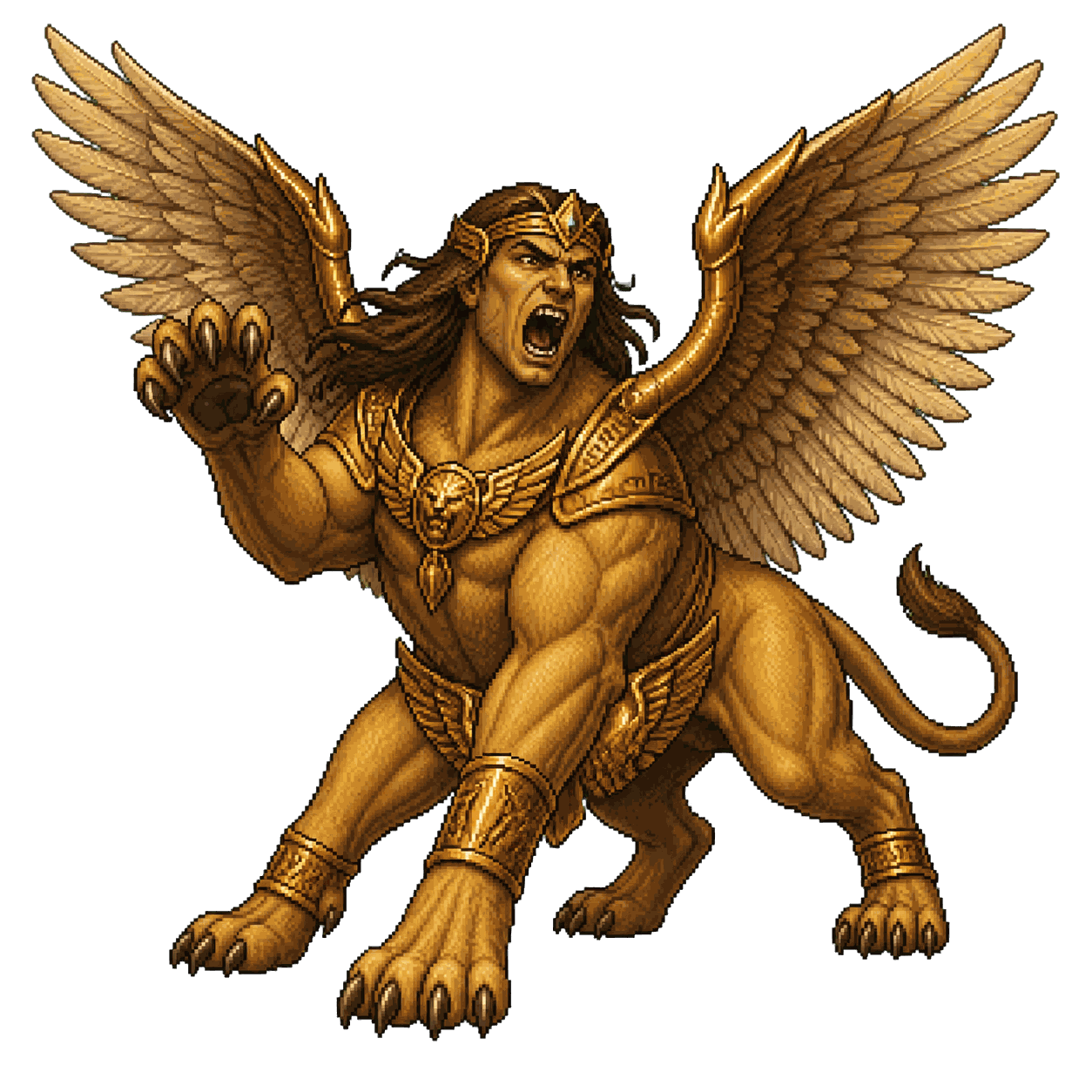 Static high-resolution pixel-art portrait of Sphinx of Valor.