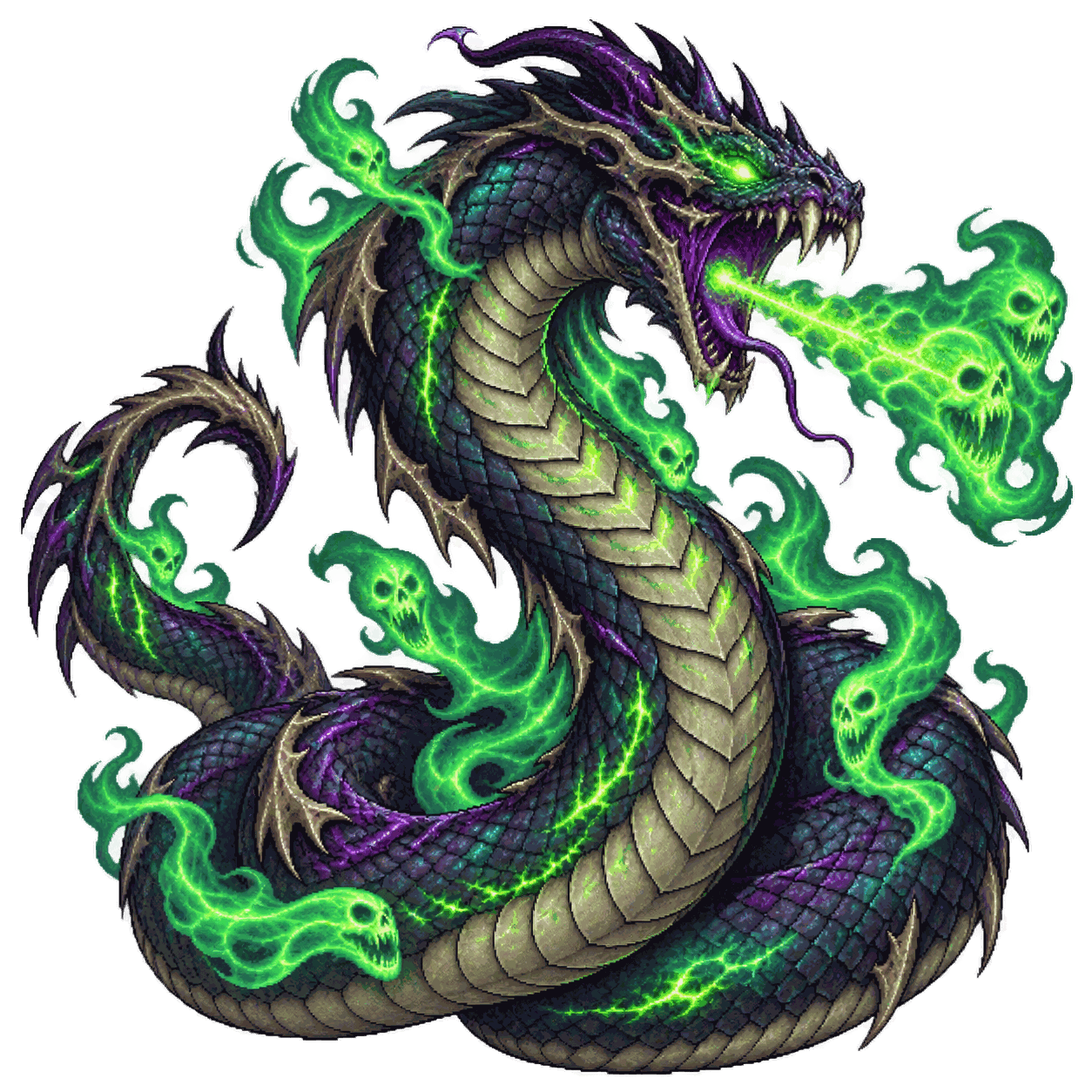 Static high-resolution pixel-art portrait of Spirit Naga.
