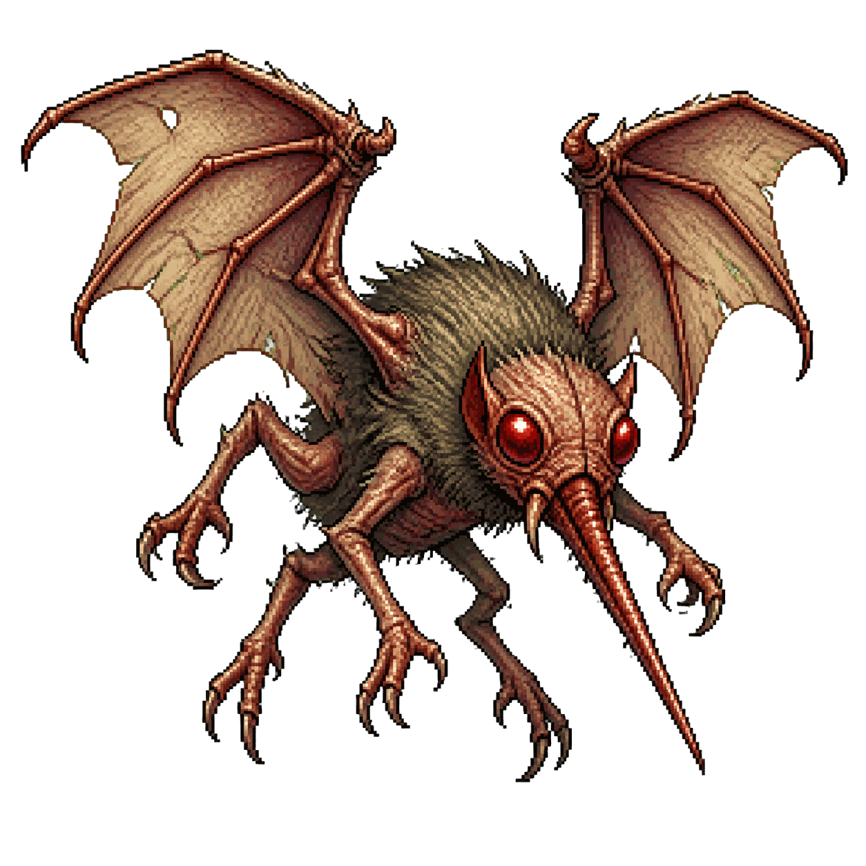 Static high-resolution pixel-art portrait of Stirge.