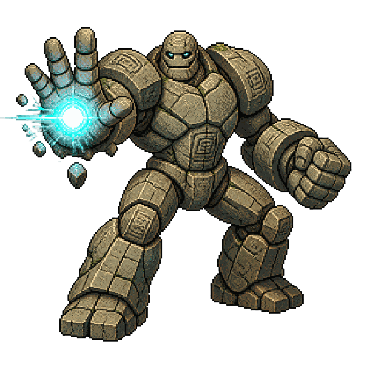 Static high-resolution pixel-art portrait of Stone Golem.