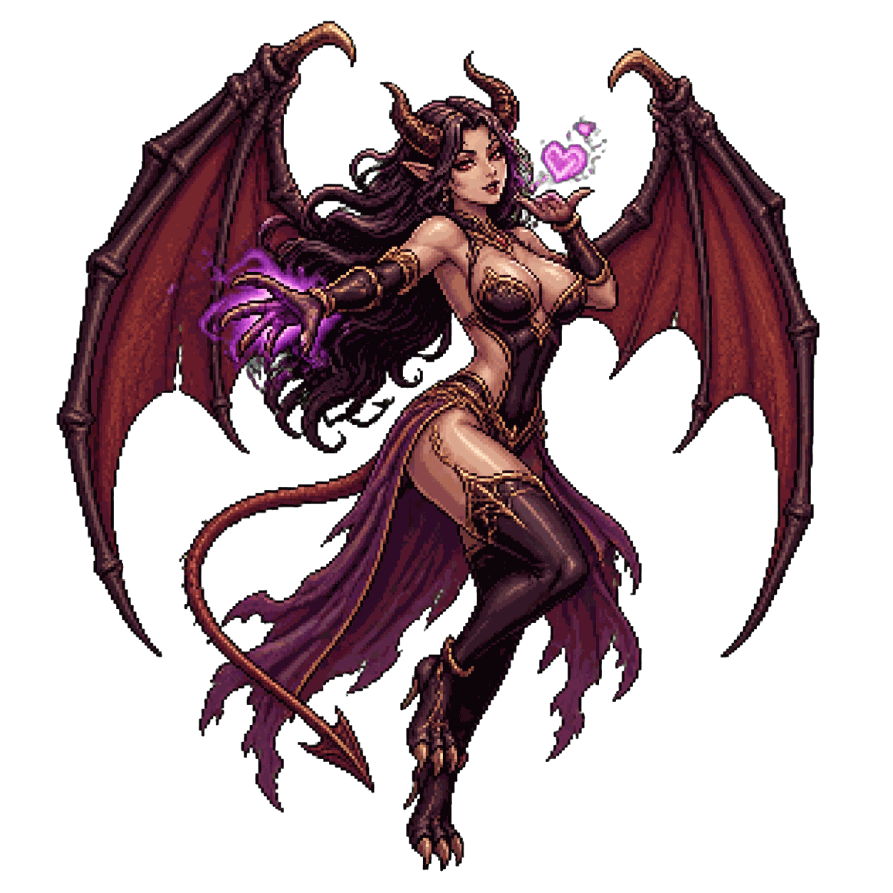 Static high-resolution pixel-art portrait of Succubus.