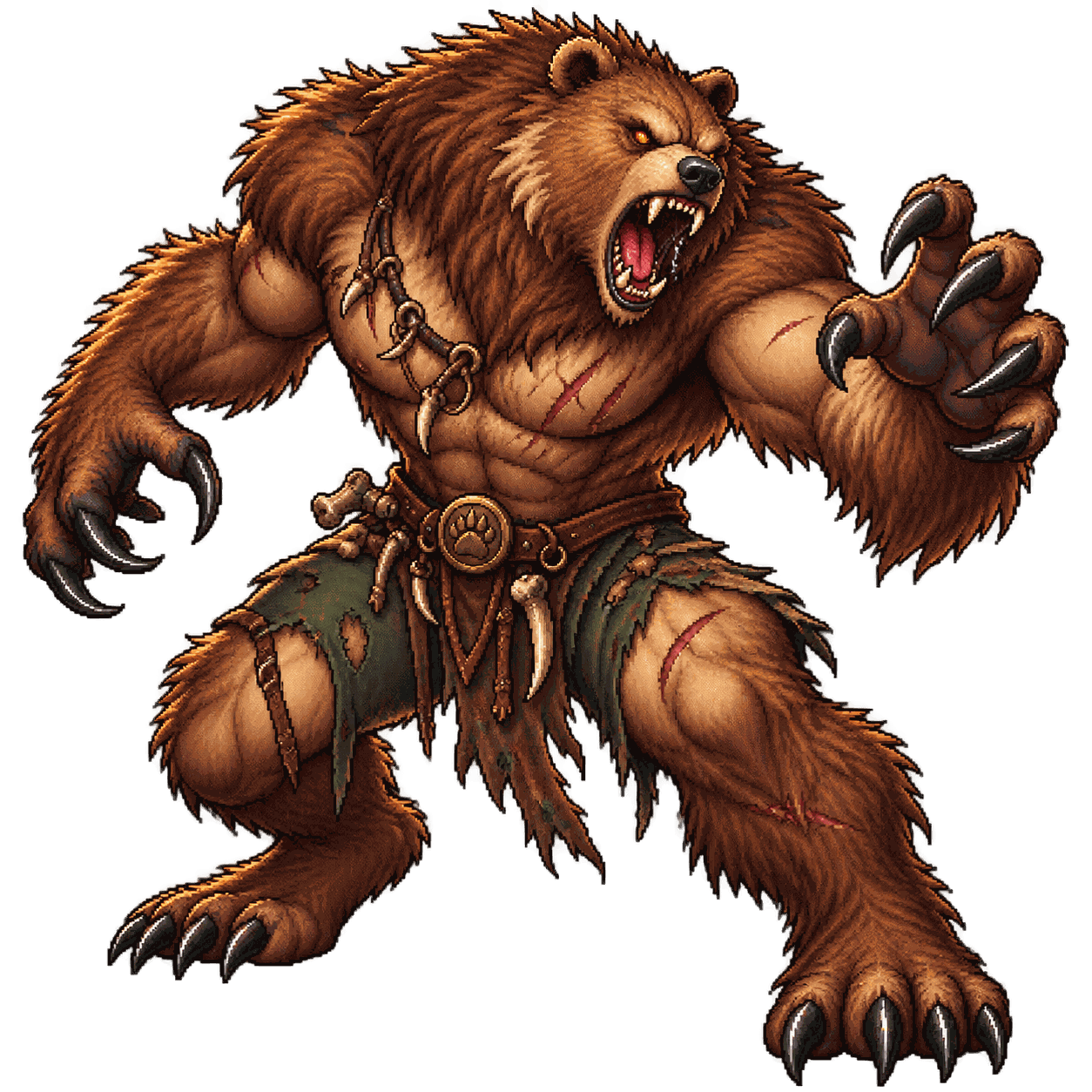 Static high-resolution pixel-art portrait of Werebear.