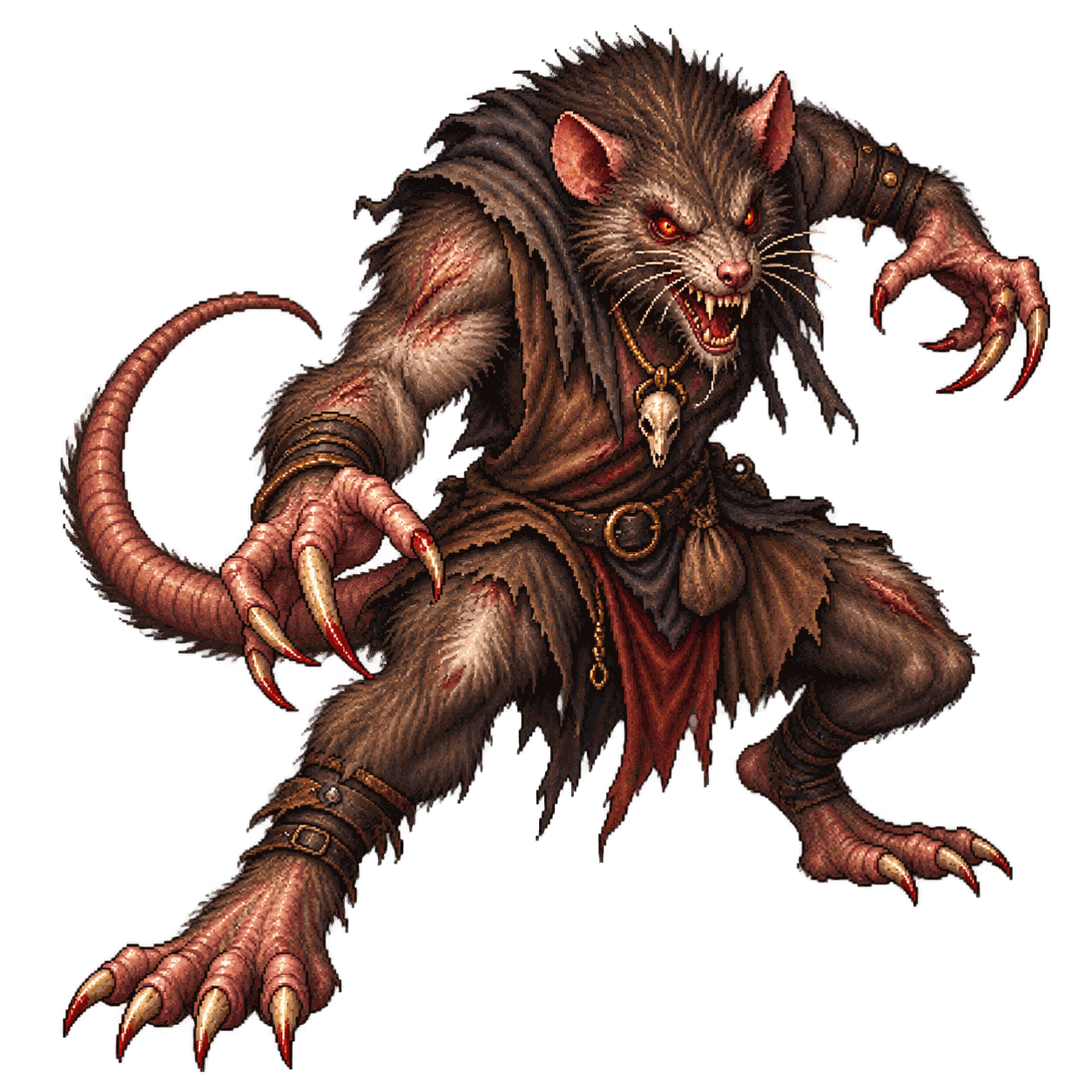 Static high-resolution pixel-art portrait of Wererat.