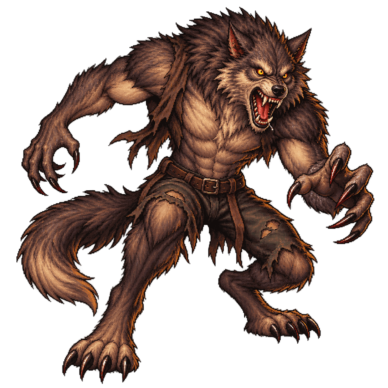 Static high-resolution pixel-art portrait of Werewolf.